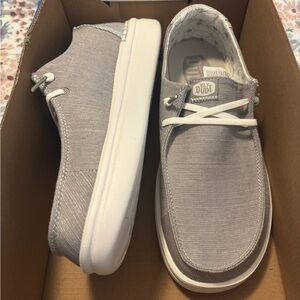 COPY - New! Hey Dude Gray and White Loafers Slip-Ons Casual -  Size 7